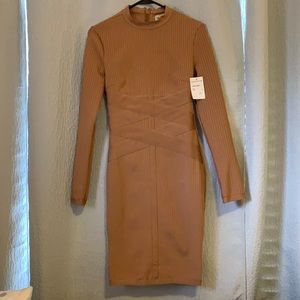 NEW Long sleeve high neck bodycon copper dress